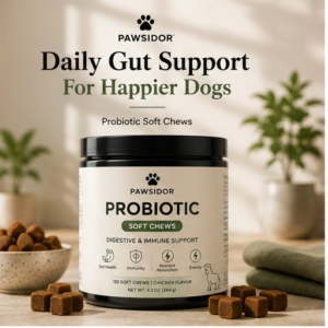 Dog Probiotic Supplement – 120 Powerful Chicken Flavor Soft Chews