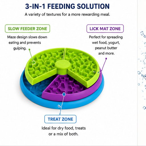 3-in-1 Anti-Choke Slow Feeder Bowl & Lick Mat for Dogs & Cats - Image 6